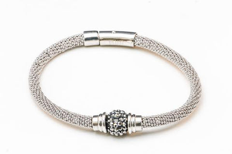 Silver with Faux Black Diamonds