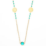 Gold Chain Necklace & Choice of Stones with 2 Bali Charms