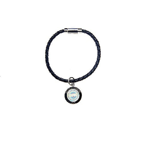 Braided Leather Cord with Double Hologram Bracelet