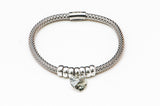 Smoky Grey Crystal Heart on Stretch .925 Silver Bracelet