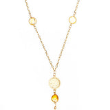 Gold Chain Necklace with Bali Charm with Stones