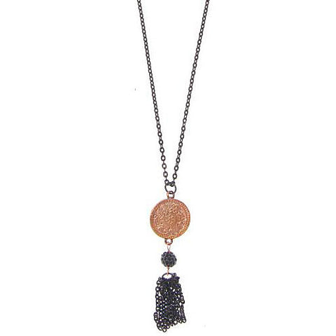 Blackened Chain with Rose Gold Bali Charm
